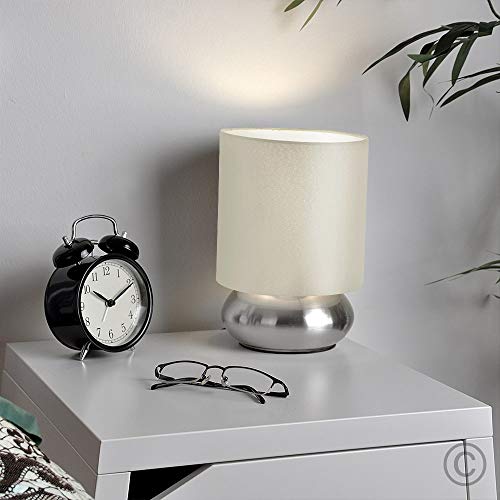 MiniSun – Set de 2 Modernas Lámparas de Mesa Táctiles – Base Curvada con Pantalla de Color Crema – Mesas o Mesillas de noche - iluminación Interior