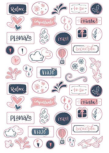 MIQUELRIUS - Agenda Anual 2021 Happy Letters - Castellano, Día Página, Tamaño 155 x 213 mm (~A5), Papel 90g, Cubierta Rígida Cartón Forrado, Color Rosa, Mejor por llegar