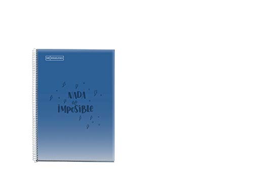 MIQUELRIUS - Pack 5 Cuadernos Cuadriculados - Tamaño Folio 215 x 309 mm, Espiral, Cubierta de Polipropileno translúcido, 80 Hojas de 90 g/m², Cuadrícula de 4 mm con margen, Mensajes, Multicolor