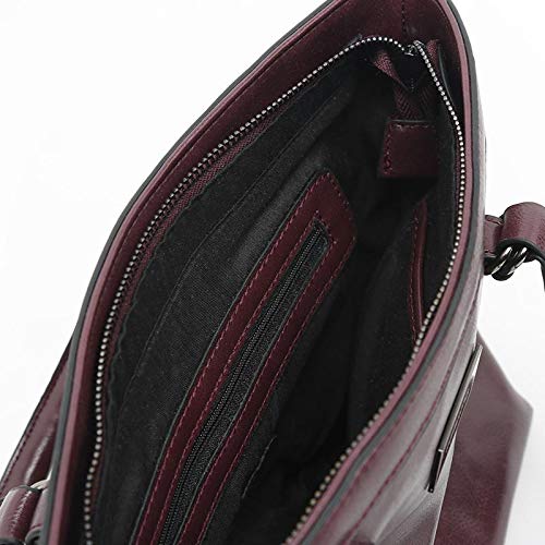 MISAKO Bolso Bubas Berenjena | Bolso Shopper Mujer, Acabado Charol, Color Berenjena, 10x27x24 cm