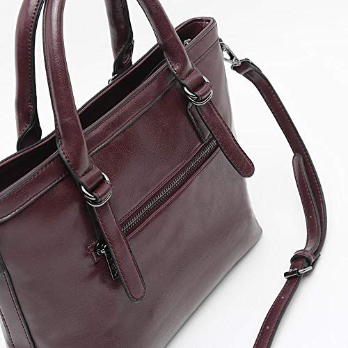 MISAKO Bolso Bubas Berenjena | Bolso Shopper Mujer, Acabado Charol, Color Berenjena, 10x27x24 cm