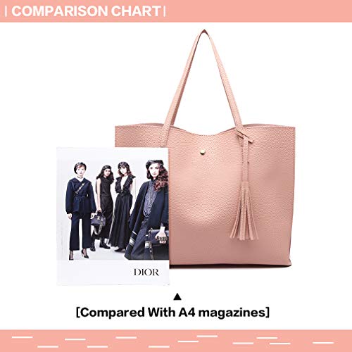 Miss Lulu Bolsos de moda para mujer Cuero PU Asa superior Bolsa de asas Hombro Satchel Bag (Rosa)