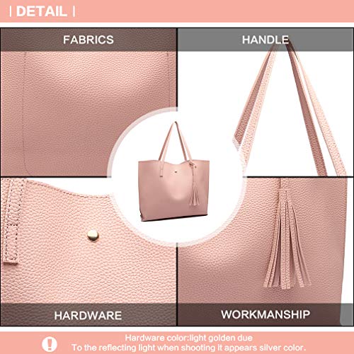 Miss Lulu Bolsos de moda para mujer Cuero PU Asa superior Bolsa de asas Hombro Satchel Bag (Rosa)