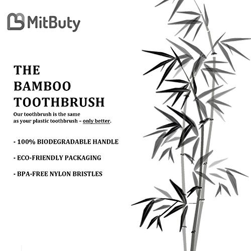 MitButy Cepillo de Dientes de Bambú [8 Uds] Cepillo de Dientes De Madera de Bambú con Cerdas Suaves Con Números Distintos |100% Natural, Ecológico, Vegano, Biodegradable, Reciclable y Sin Plástico