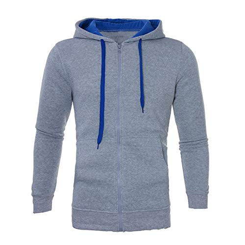 Miwaimao - Traje deportivo para hombre, 2 piezas, con cremallera y pantalones Gris claro Azul M