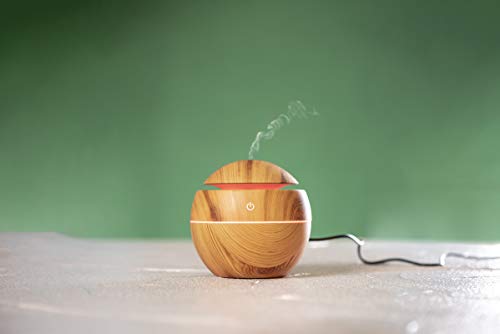 MKTOSASA - Decorativo Mini humidificador de línea Nature con difusor aromático y 130ml de Capacidad. Iluminación Multicolor, vaporización Continua, conexión USB y Cable Incluido - 10x9.5x10