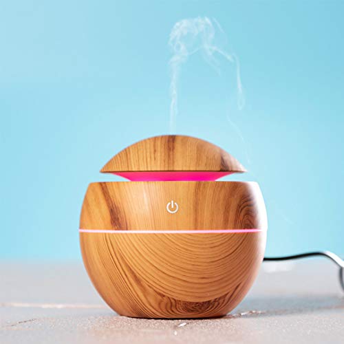 MKTOSASA - Decorativo Mini humidificador de línea Nature con difusor aromático y 130ml de Capacidad. Iluminación Multicolor, vaporización Continua, conexión USB y Cable Incluido - 10x9.5x10