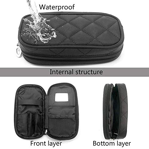 Mlmsy Estuche para maquillaje, profesional, incluye espejo, para mujer, organizador de viaje con 2 compartimentos, para guardar cosméticos, brochas, etc., multiusos, color negro