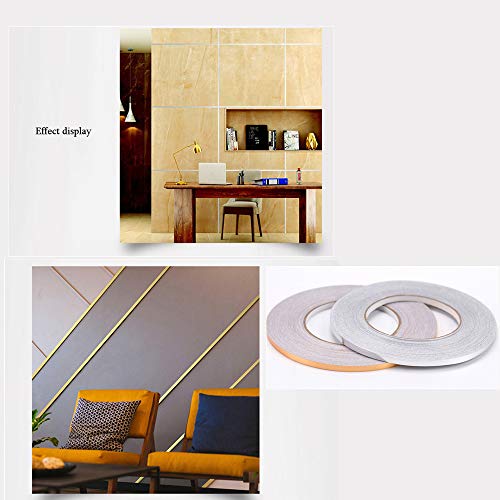 MLZYKYJZ Lámina Impermeable de PVC, Adhesivo de línea de grieta en el Piso - Cinta Adhesiva Cinta autoadhesiva Decoración de Azulejos de Esquina de Suelo para baño (0.5cmX50m, Oro)