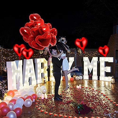 MMTX Set de Deco para el Día de San Valentín,Globos Corazon Rojo,Pétalos de Rosa, Velas en Forma de Corazón Rojo para Bodas Nupcial Aniversario y Compromiso Decoración Día de La Madre