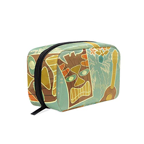 Mnsruu Bolsas de maquillaje, bolsas de cosméticos de viaje estilo hawaiano vintage, bolsa de aseo para mujeres y niñas
