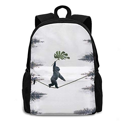 Mochila casual Gorilla con trucos acrobáticos 3D para mujeres, hombres y niños Negro Negro ( Talla única