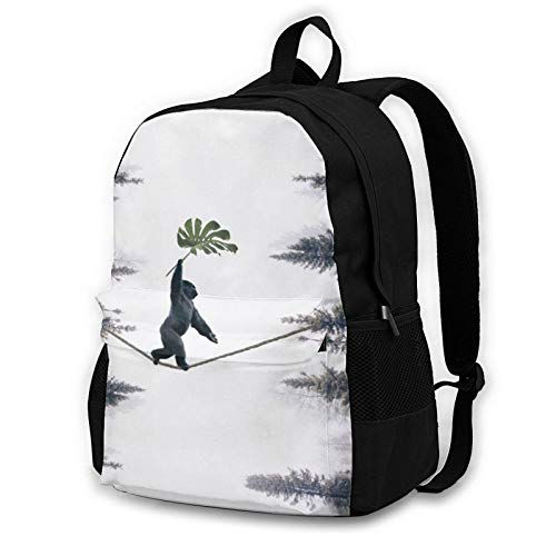 Mochila casual Gorilla con trucos acrobáticos 3D para mujeres, hombres y niños Negro Negro ( Talla única