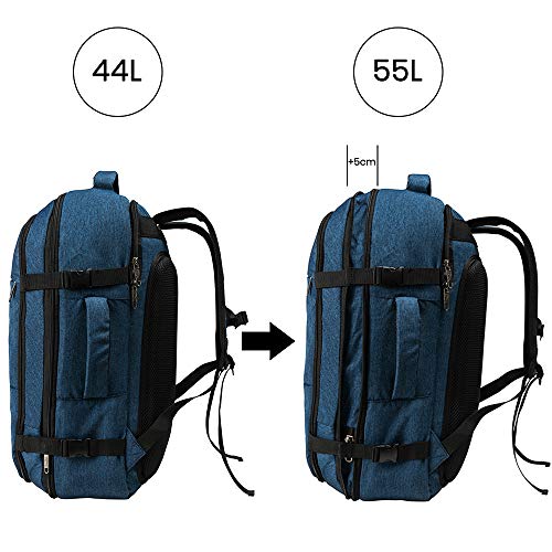 Mochila de Cabina Expandible Uppsala Equipaje de Mano y Carry on 55x40x20 expande hasta 55x40x25 (Azul Atlántico)
