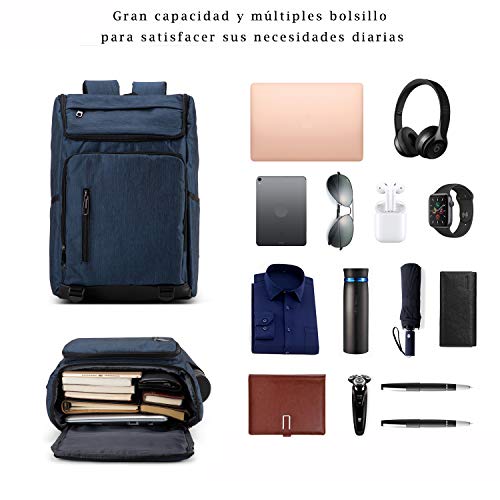 Mochila Escolares Mochilas Casual Mochila Tipo Casual Bolsa Escolar Mochila Hombre Backpack Casual daypacks Ajusta a la computadora portátil de 15.6 Pulgadas (Azul)