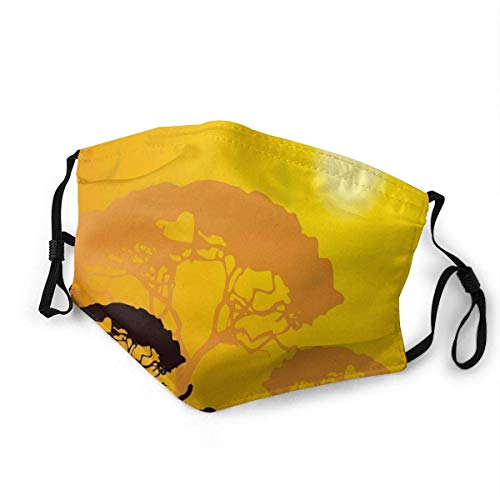 Moda cómoda a prueba de viento, animales silvestres africanos elefantes vigas de sol arboles imprimir arte, decoraciones faciales impresas para adultos M