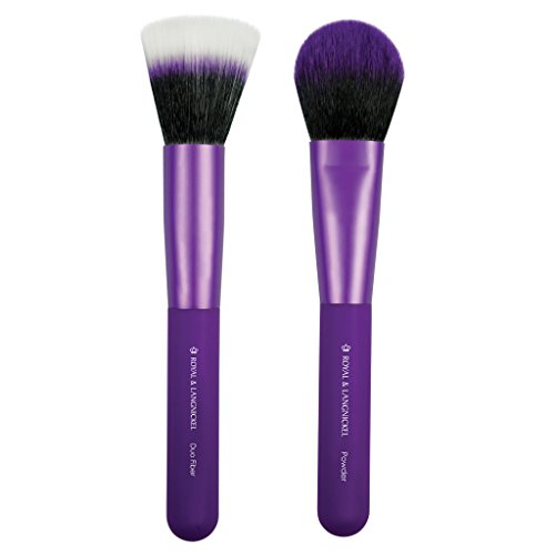 MODA Royal & Langnickel EZGlam Duo Flawless Face - Juego de brochas de maquillaje (2 unidades, fibra y polvo), color morado