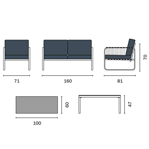 Moia S.P.A. Juego de jardín de Aluminio y Cuerda San beneficiosa de Juego 103 