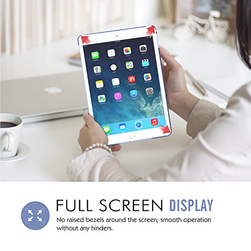 MoKo Funda para iPad Air - Ultra Slim Lightweight Función de Soporte Protectora Plegable Smart Cover Trasera Transparente Durable - Azul Marino (No es Compatible con el iPad Air 2)