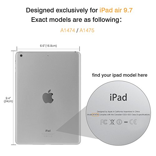 MoKo Funda para iPad Air - Ultra Slim Lightweight Función de Soporte Protectora Plegable Smart Cover Trasera Transparente Durable - Azul Marino (No es Compatible con el iPad Air 2)