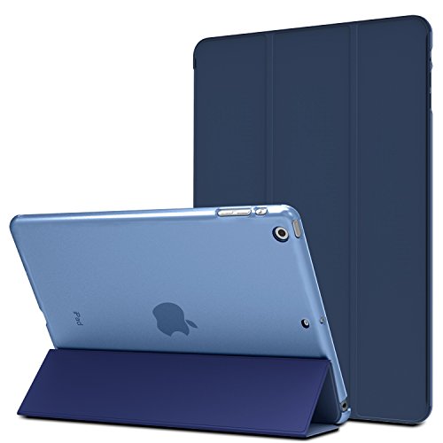 MoKo Funda para iPad Air - Ultra Slim Lightweight Función de Soporte Protectora Plegable Smart Cover Trasera Transparente Durable - Azul Marino (No es Compatible con el iPad Air 2)