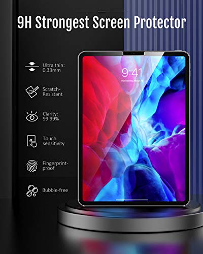 MoKo iPad 12.9" Protector de Pantalla HD Claro 9H Dureza El Revestimiento Oleofóbico Compatible con iPad 12.9" Tableta iPad Pro 12.9 Inch 2020(A2229/A2233), Cristal Claro