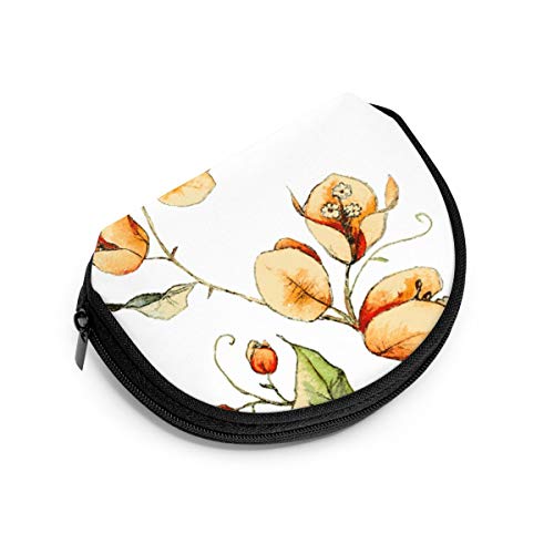 Monedero de tela Oxford con diseño de buganvillas naranja con cremallera para tarjetas de crédito, bolsa de llaves de 12,7 x 3,5 pulgadas