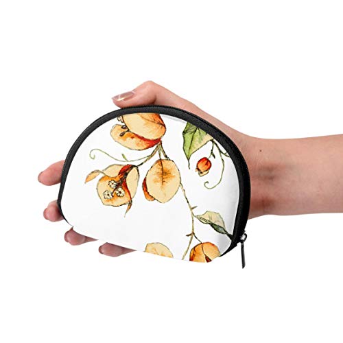 Monedero de tela Oxford con diseño de buganvillas naranja con cremallera para tarjetas de crédito, bolsa de llaves de 12,7 x 3,5 pulgadas