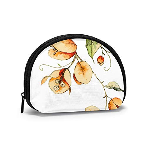 Monedero de tela Oxford con diseño de buganvillas naranja con cremallera para tarjetas de crédito, bolsa de llaves de 12,7 x 3,5 pulgadas