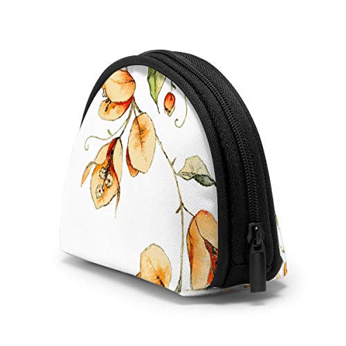 Monedero de tela Oxford con diseño de buganvillas naranja con cremallera para tarjetas de crédito, bolsa de llaves de 12,7 x 3,5 pulgadas