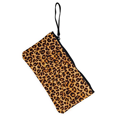 Monedero unisex con diseño de leopardo con cremallera para pintalabios, tarjetas de crédito, auriculares, llaves de cargador USB