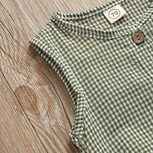Mono ReciéN Nacido con Botones Mameluco A Rayas con Estampado TartáN Traje De Bebé Sin Mangas De Primavera Verano Mezcla De AlgodóN Petos Una Pieza De Ropa Ropa Casual para NiñOs(Verde,0-3 Meses)