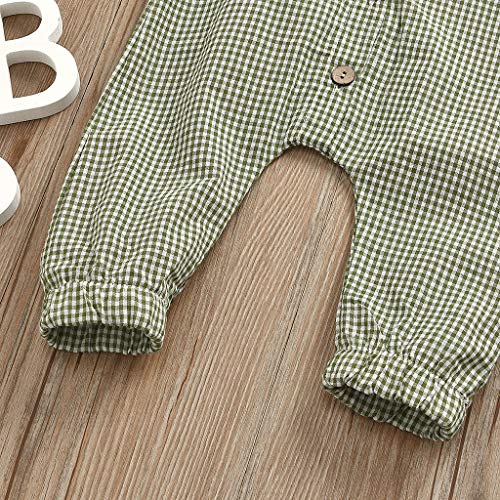 Mono ReciéN Nacido con Botones Mameluco A Rayas con Estampado TartáN Traje De Bebé Sin Mangas De Primavera Verano Mezcla De AlgodóN Petos Una Pieza De Ropa Ropa Casual para NiñOs(Verde,0-3 Meses)