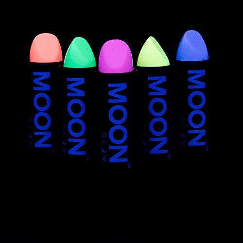 Moon Glow - Barra de labios neón UV 4.5g Pastel Set de 5 colores  - produce un brillo increíble bajo la iluminación/retroiluminación UV!