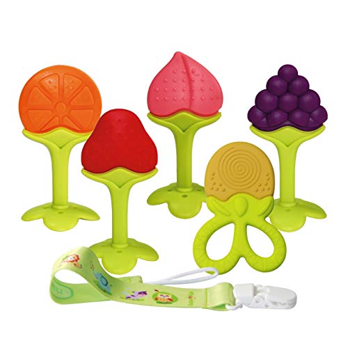 Mordedor bebes Baby Teething Toys Juguetes de dentición para bebés, conjunto de mordedores de silicona natural de silicona suave (JRBT-FS003)
