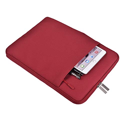 MOSISO Funda Blanda Compatible con 13-13,3 Pulgadas MacBook Air/MacBook Pro Retina/Ordenador Portátil, Poliéster Maletín Protectora Multifuncional Bolso, Rojo