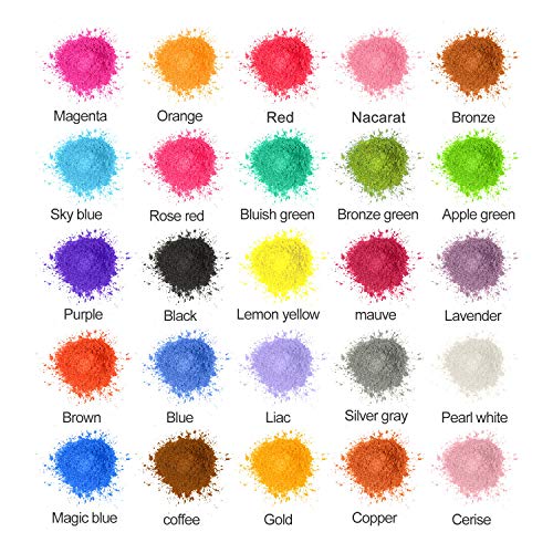 MOSUO Pigmentos en Polvo,5g*25 Colores Natural Mica Tintes para teñir Resina Epoxi, Jabones, Slime, Cera, Pintura, Vela, Uñas, Cosmético y Arte de Bricolaje - Metalizados Colorante