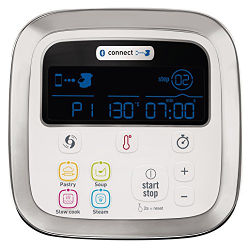 Moulinex i-Companion HF9001 - Robot de cocina Bluetooth 13 programas y 6 accesorios capacidad 6 personas, incluye cuchilla picadora, batidor, mezclador, amasador, triturador y cesta de vapor