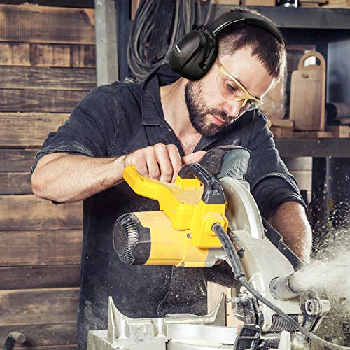 Mpow 044 Orejeras de Protección 36dB SNR, Orejeras de Diadema Ajustable para Adultos, Protector Auditiva de Cancelación de Ruido, para Estudia Dormir Caza Construcción, con Bolsa Portátil