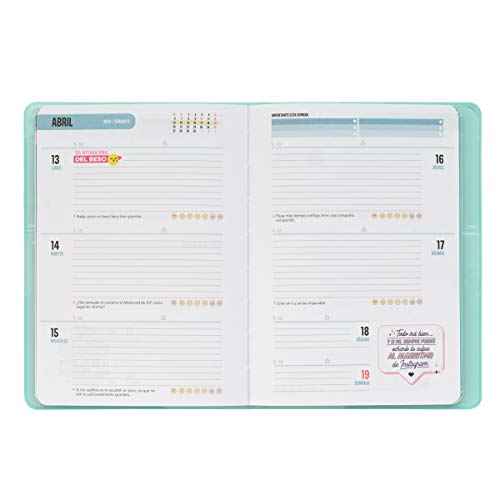 Mr Wonderful 2019/20  Semanal - Agenda Clásica "Se Te Va a Dar Fenomenal", 12 x 17,2 x 1,9 cm, 160 Páginas, Azul