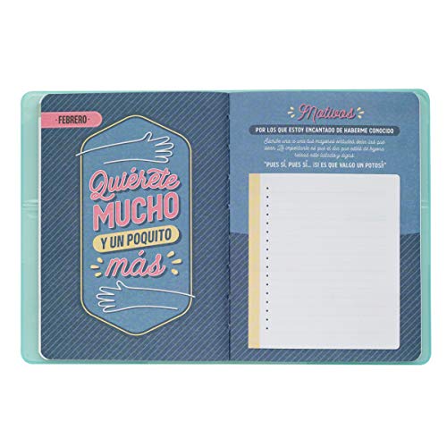 Mr Wonderful 2019/20  Semanal - Agenda Clásica "Se Te Va a Dar Fenomenal", 12 x 17,2 x 1,9 cm, 160 Páginas, Azul