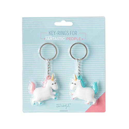 Mr. Wonderful Set de 2 llaveros Unicornio para Personas fantásticas (Eng), Multicolor, 6x7 cm