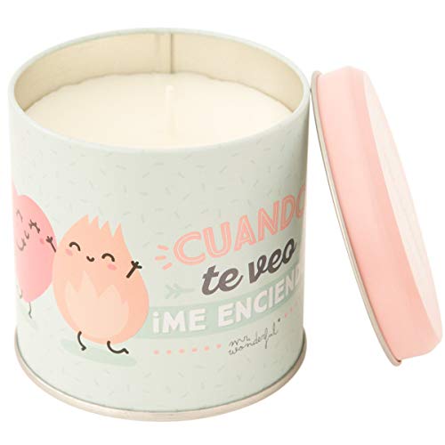 Mr. Wonderful Vela lata con mensaje "Cuando te veo, ¡me enciendo!"