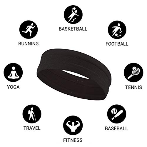 MRACSIY Diadema deportiva Sweatband para yoga Correr Ciclismo Baloncesto- Estiramiento de humedad Wicking Hairband (negro)