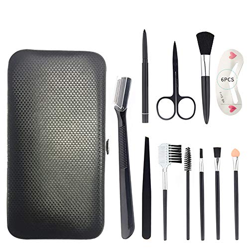 mreechan Pinzas Cejas,Set de cejas,traje de 12 piezas para el cuidado de las cejas,Pinzas,Tijeras para cejas,Peine para cejas, Lápiz para cejas, Maquinilla de afeitar para cejas y Estuche de viaje
