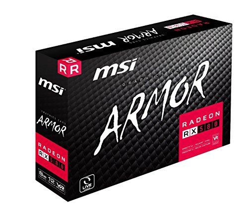 MSI Radeon RX 580 Armor 8G OC, Tarjeta Gráfica (Refrigeración Armor 2X, Memoria GDDR5), HDMI, GeForce 9800 GTX+, 8GB, Negro