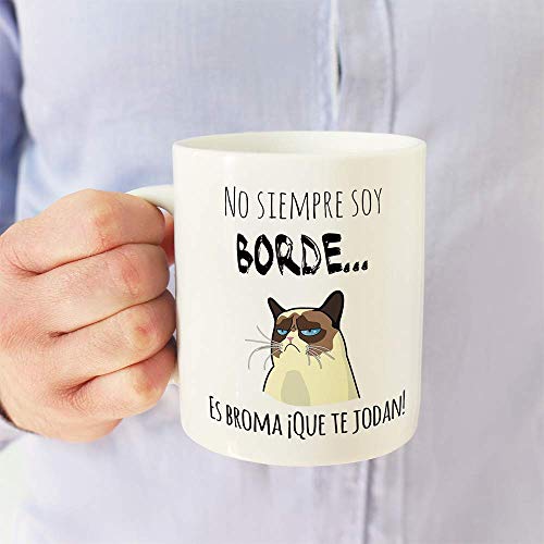 MUGFFINS Taza Graciosa - No Siempre Soy Borde, es Broma - 350 ml - Tazas con Frases de Humor sarcástico