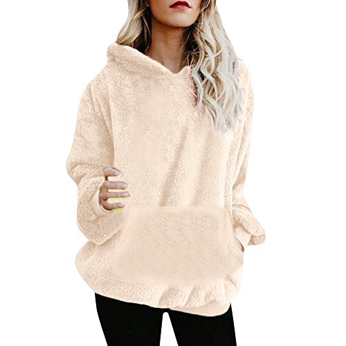 Mujer Sudadera Caliente y Esponjoso Tops Chaqueta Suéter Abrigo Jersey Mujer Otoño-Invierno Talla Grande Hoodie Sudadera con Capucha riou