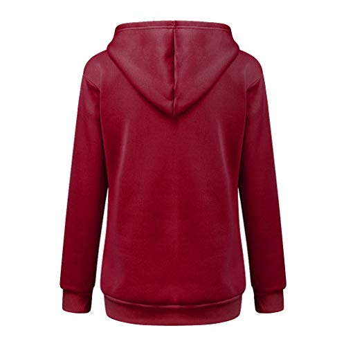 Mujeres Sudadera Portador de Mascotas Sudadera Canguro con Capucha Niña Jersey Bolsillo Funcional de Gato Ropa Tumblr Adolescente Chica Streetwear HULKY(Vino,XXL)