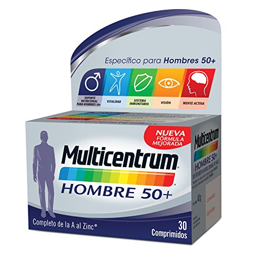 Multicentrum Hombre 50+, Complemento Alimenticio con 13 Vitaminas y 11 Minerales, para Hombres a partir de los 50 años - 30 Comprimidos